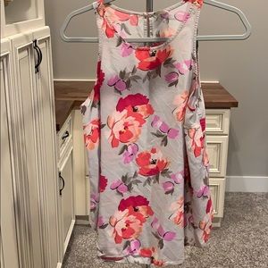 Grey Floral Sleeveless Tank Top Blouse